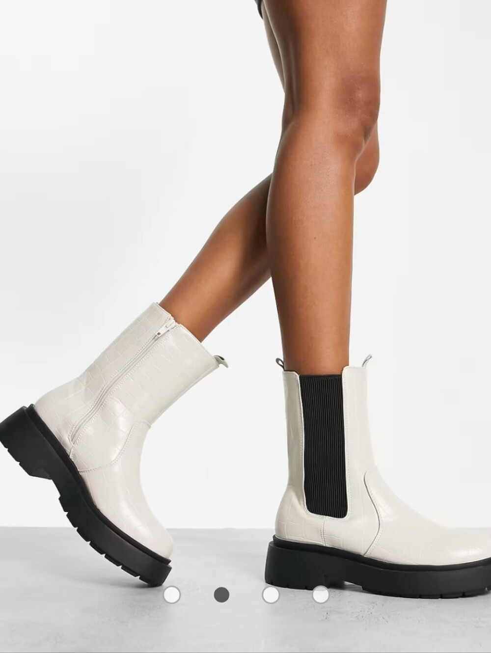 Chunky Chelsea Platform Boots in Cream